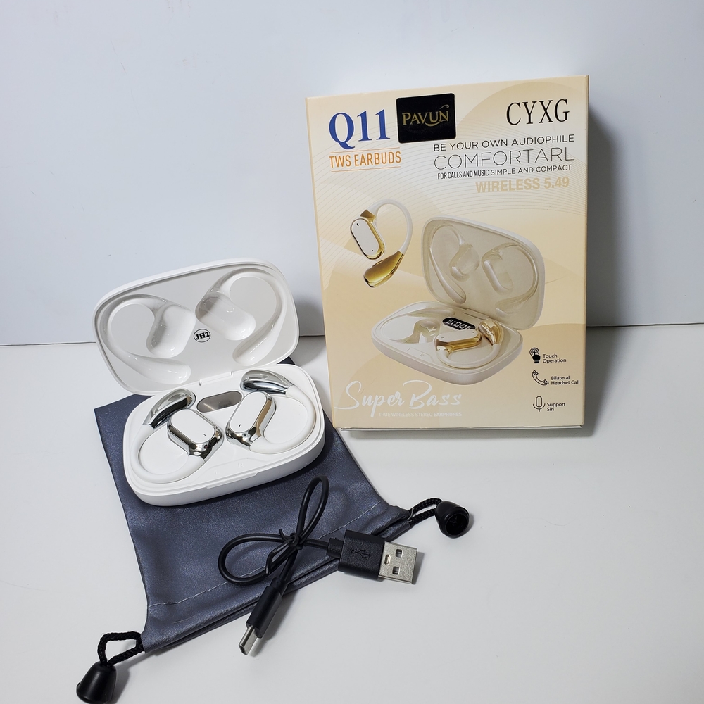 Q11 White & Silver Wireless TWS Earbuds